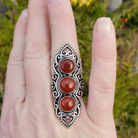 New Huge Unique Carnelian 925 Silver Statement Ring. - Picture 4 of 11